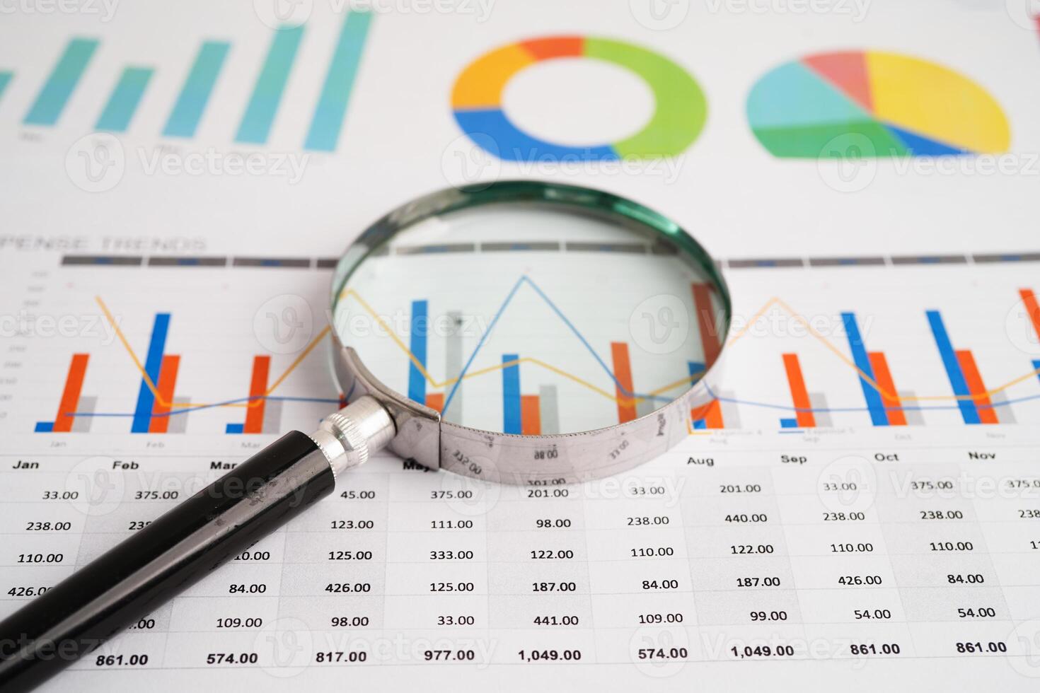 Pen on chart graph paper. Finance, account, statistic, investment data economy, stock exchange business. photo