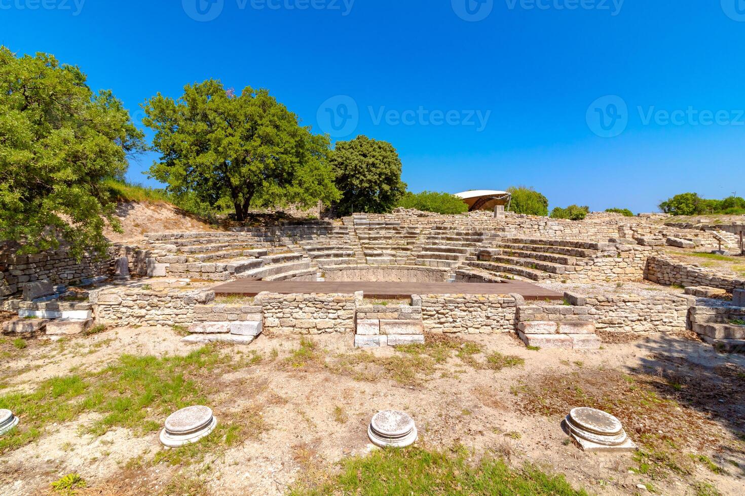 Odeon of the Troy ancient city in Roman Era. Visit Turkiye concept photo