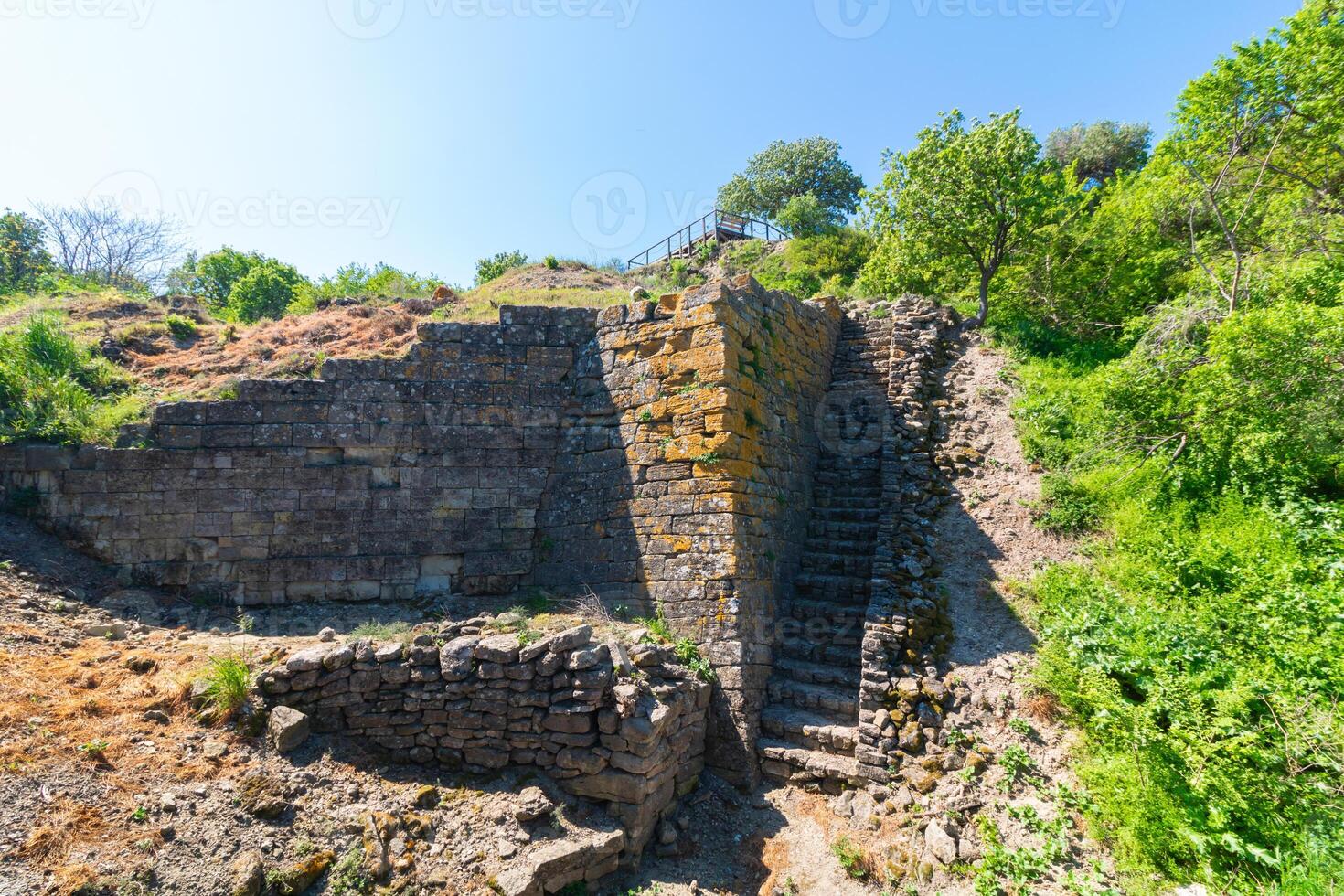 City wall ruins of Troy ancient city in Canakkale. photo