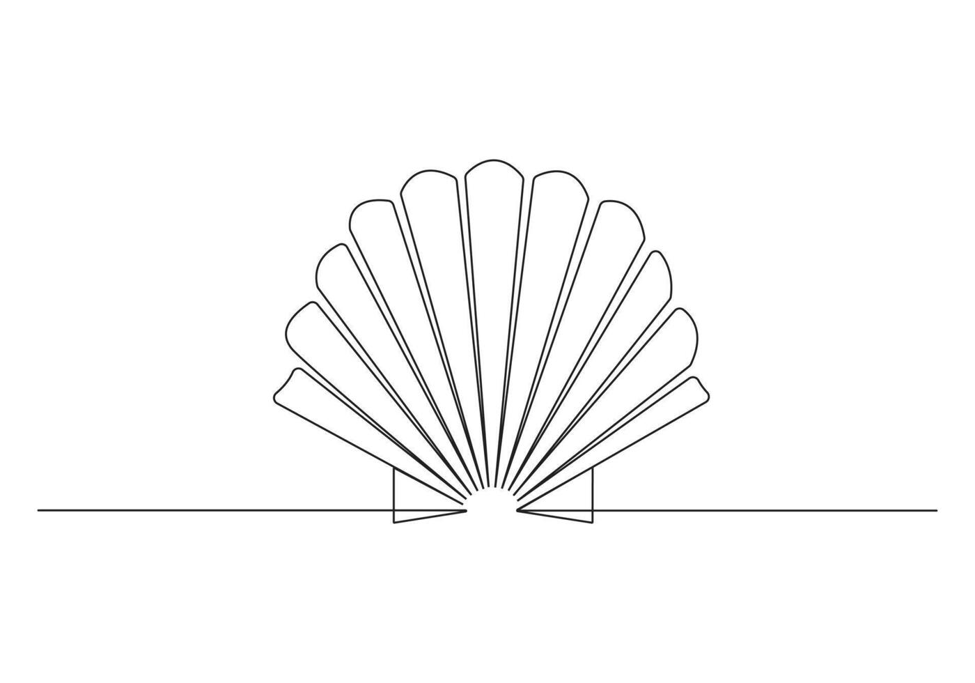 One continuous line drawing of open oyster shell seashell symbol and banner of beauty spa pro illustration vector