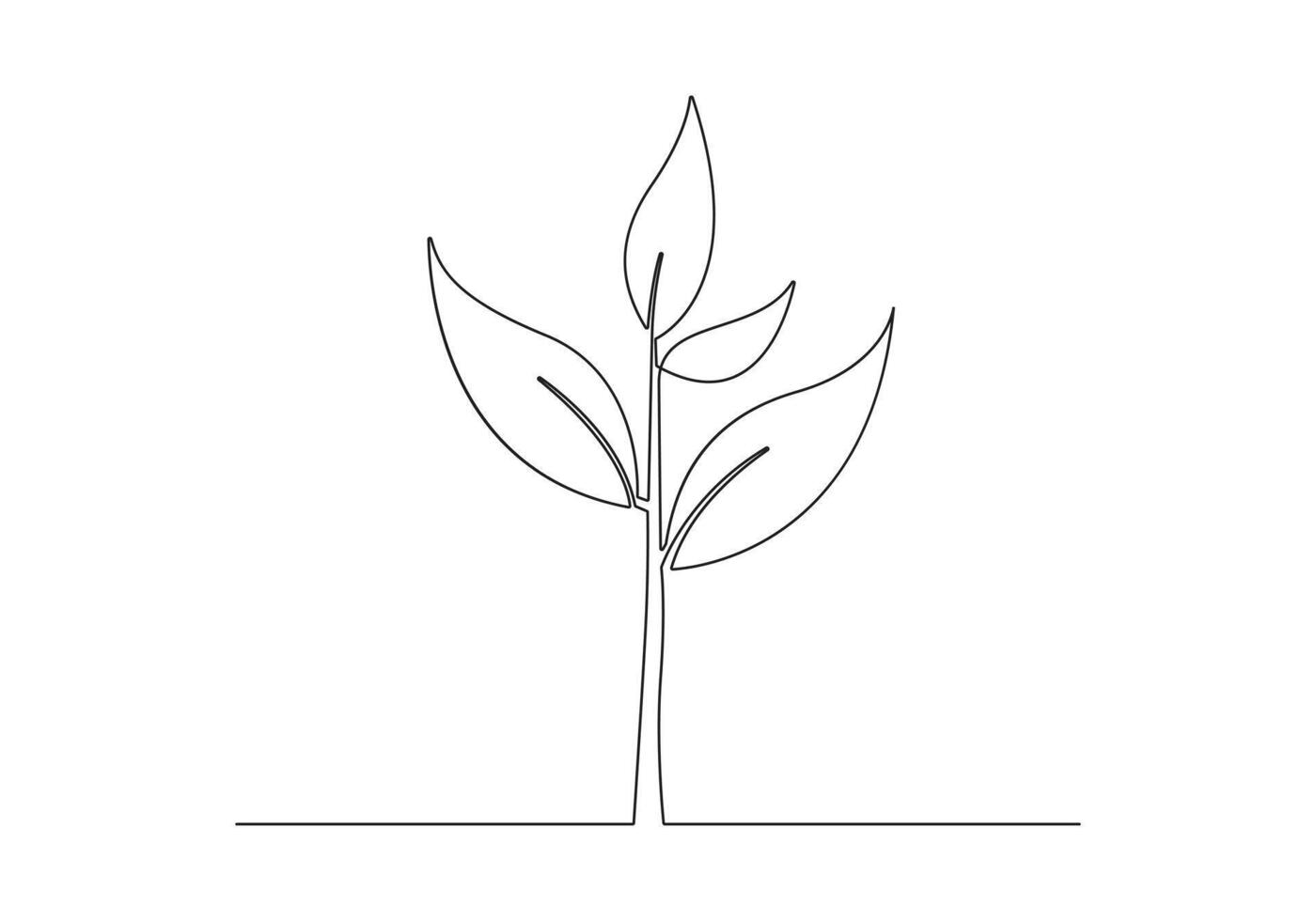 Continuous one line art growing sprout. Plant leaves seed grow soil seedling eco natural farm concept pro illustration vector