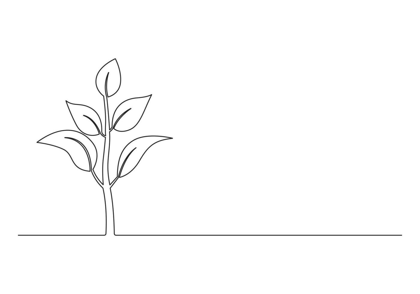 Continuous one line drawing of plant growth outline pro illustration vector