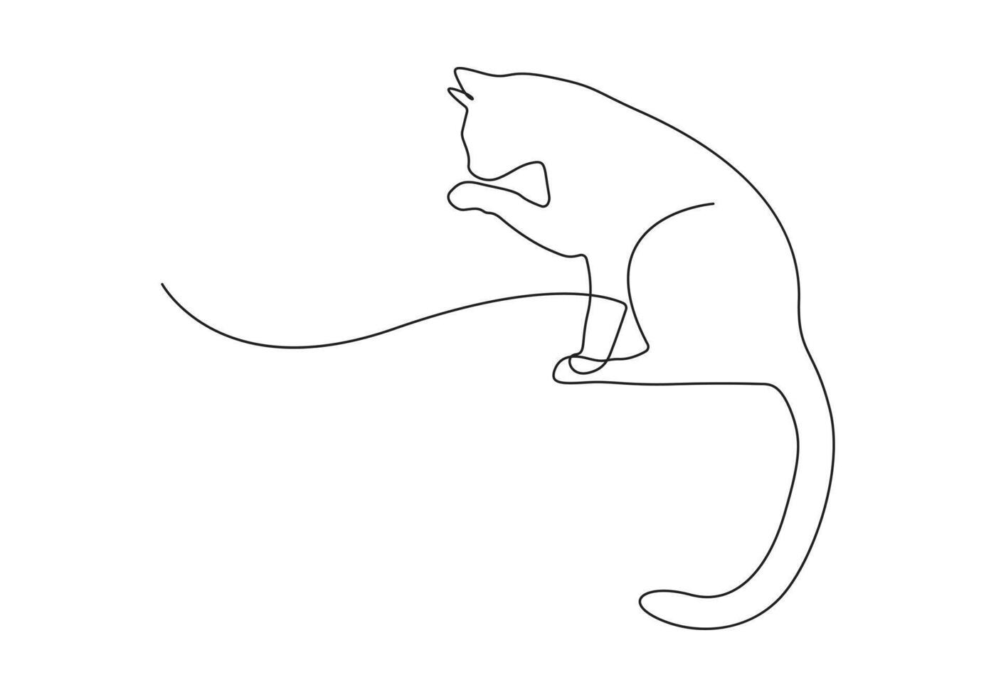 Cat in one continuous line drawing premium illustration vector