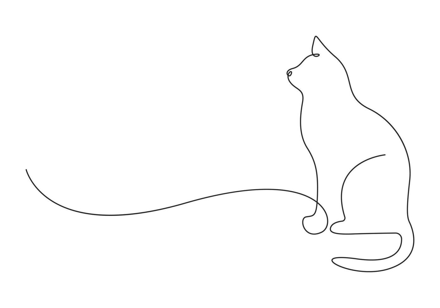 Cat in one continuous line drawing premium illustration vector