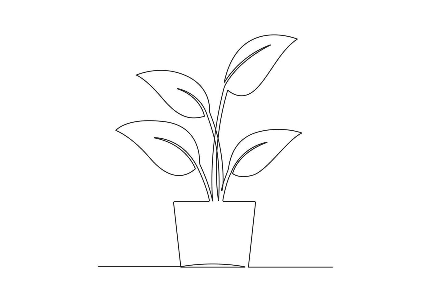 House plant continuous one line drawing pro illustration vector