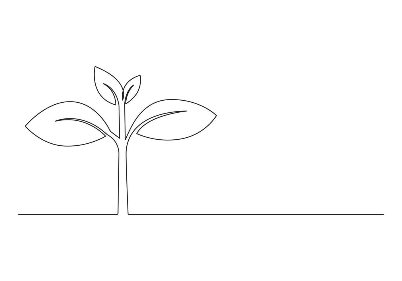 Continuous one line art growing sprout. Plant leaves seed grow soil seedling eco natural farm concept pro illustration vector