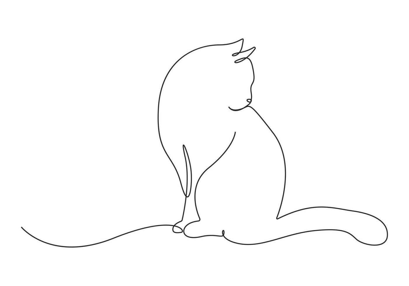 Cat in one continuous line drawing premium illustration vector