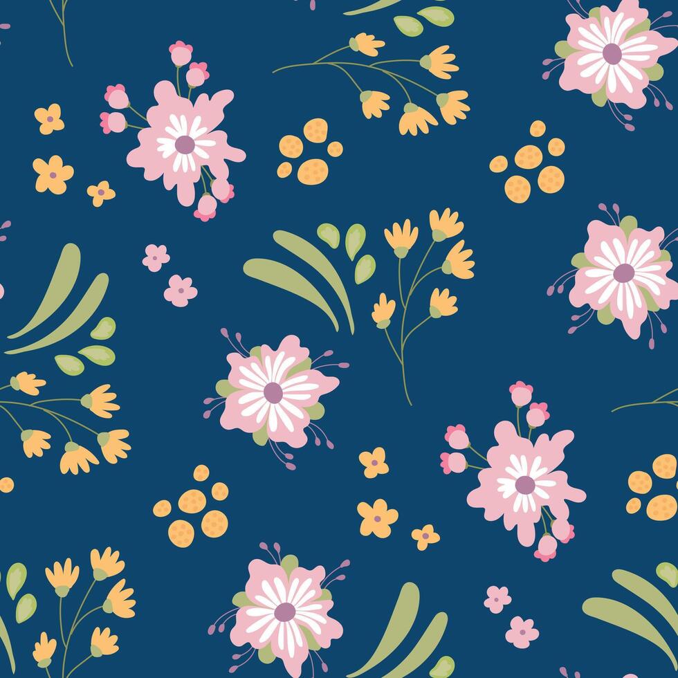 Seamless pattern with cute flowers. Design for fabric, textile, wallpaper, packaging. vector