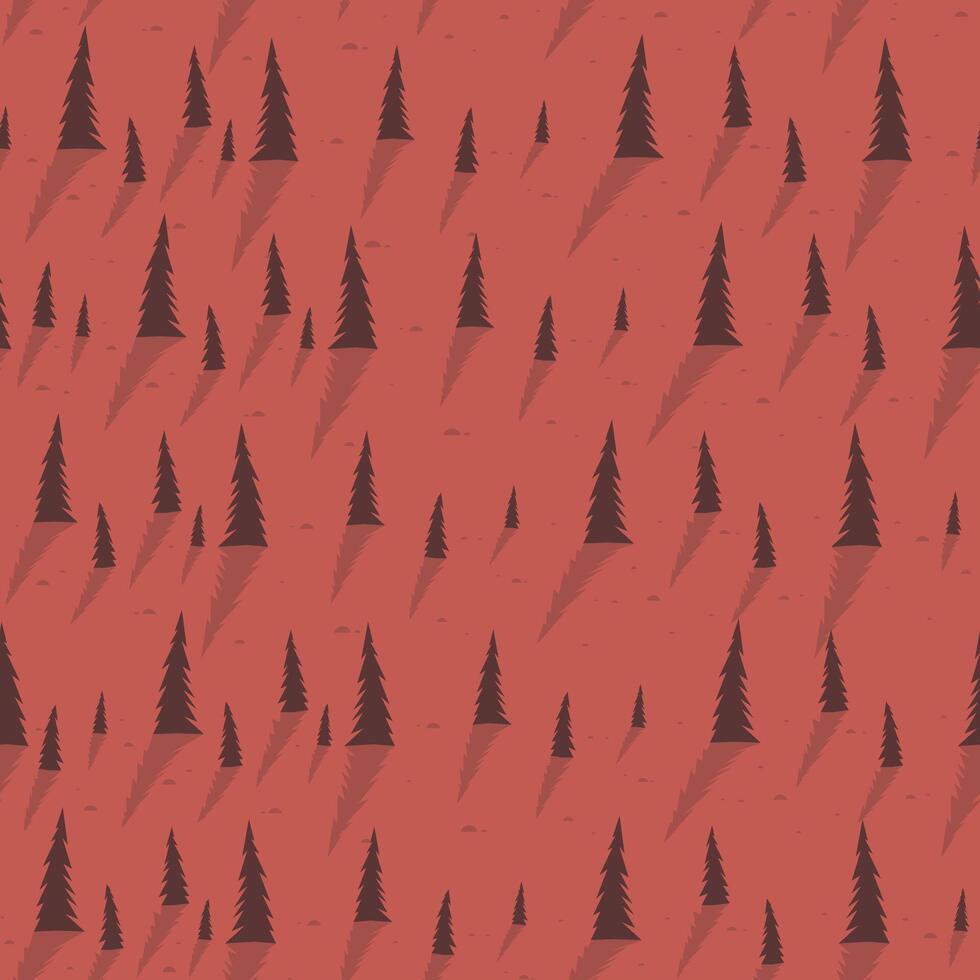 Christmas forest scandinavian seamless pattern. New Year, Winter, holidays red background vector