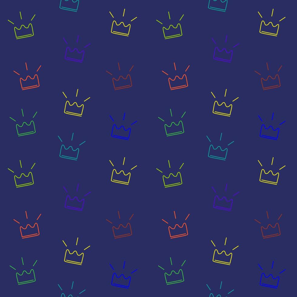 Seamless colorful pattern with crowns sketch. Cute baby and little princess design. Children's room wallpaper vector