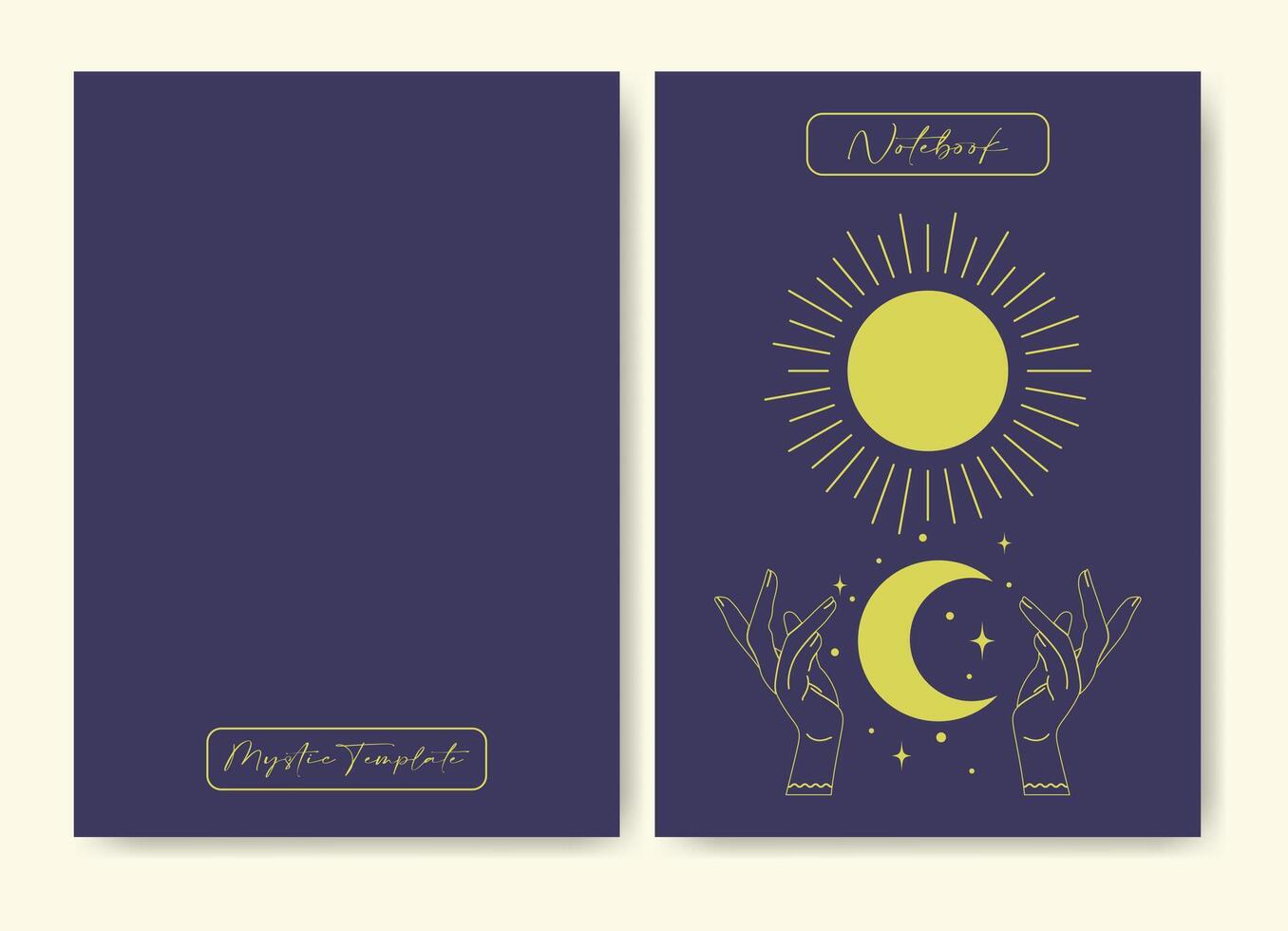 Cover page design aesthetic esoteric artwork illustration. Notebook cover with witchcraft vector
