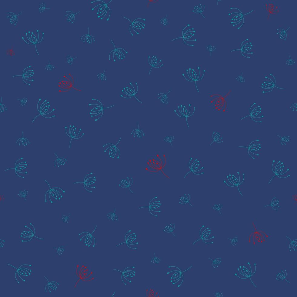 Dill spice stylized seamless pattern on blue background. Scented branches for culinary simple art vector
