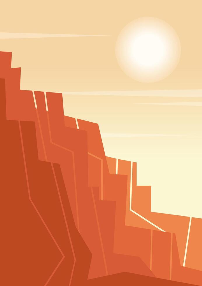 Grand Canyon West desert landscape illustration. The Great American Desert morning. West Mitten buttes vector
