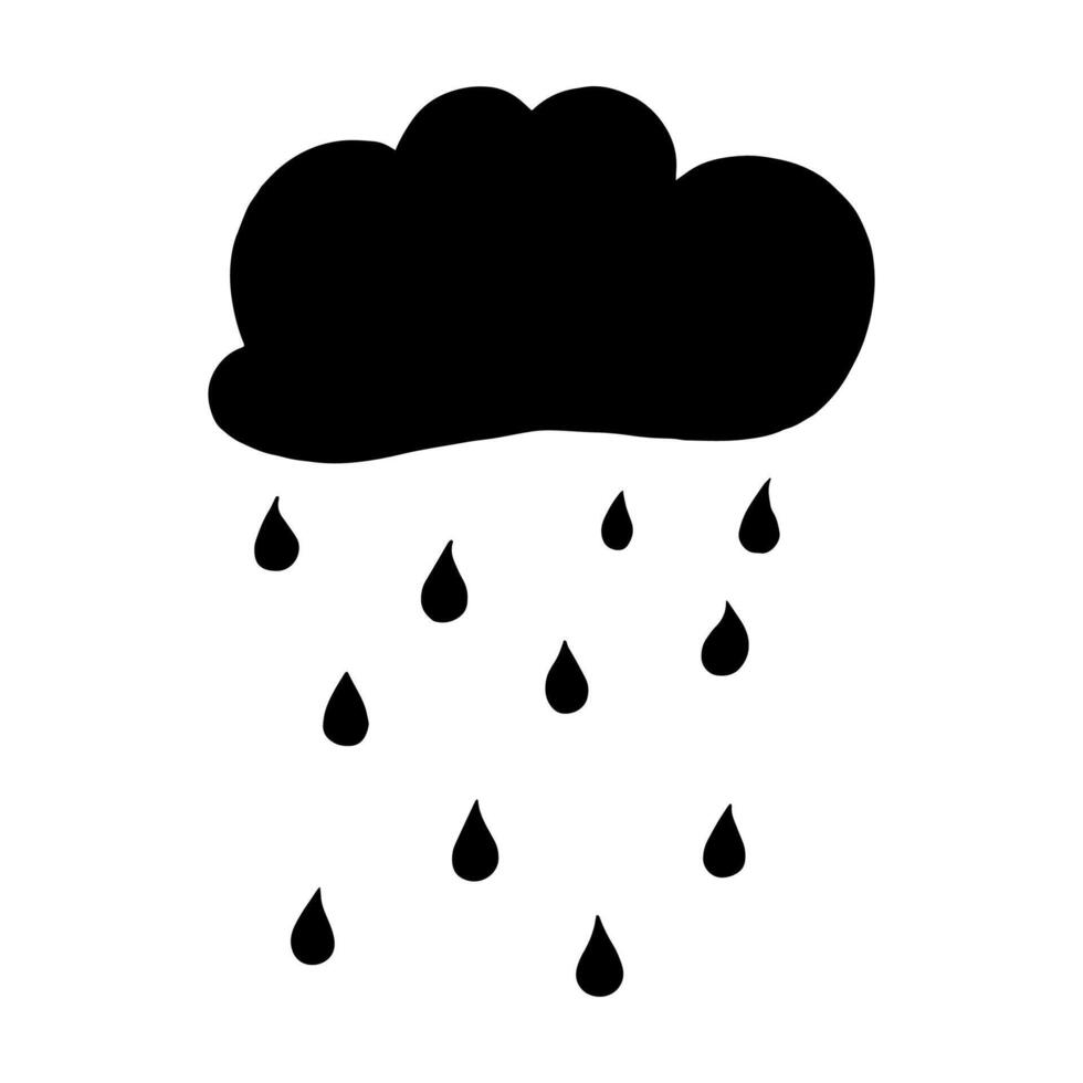 Black cloud. Black cloud with rain on a white background. vector