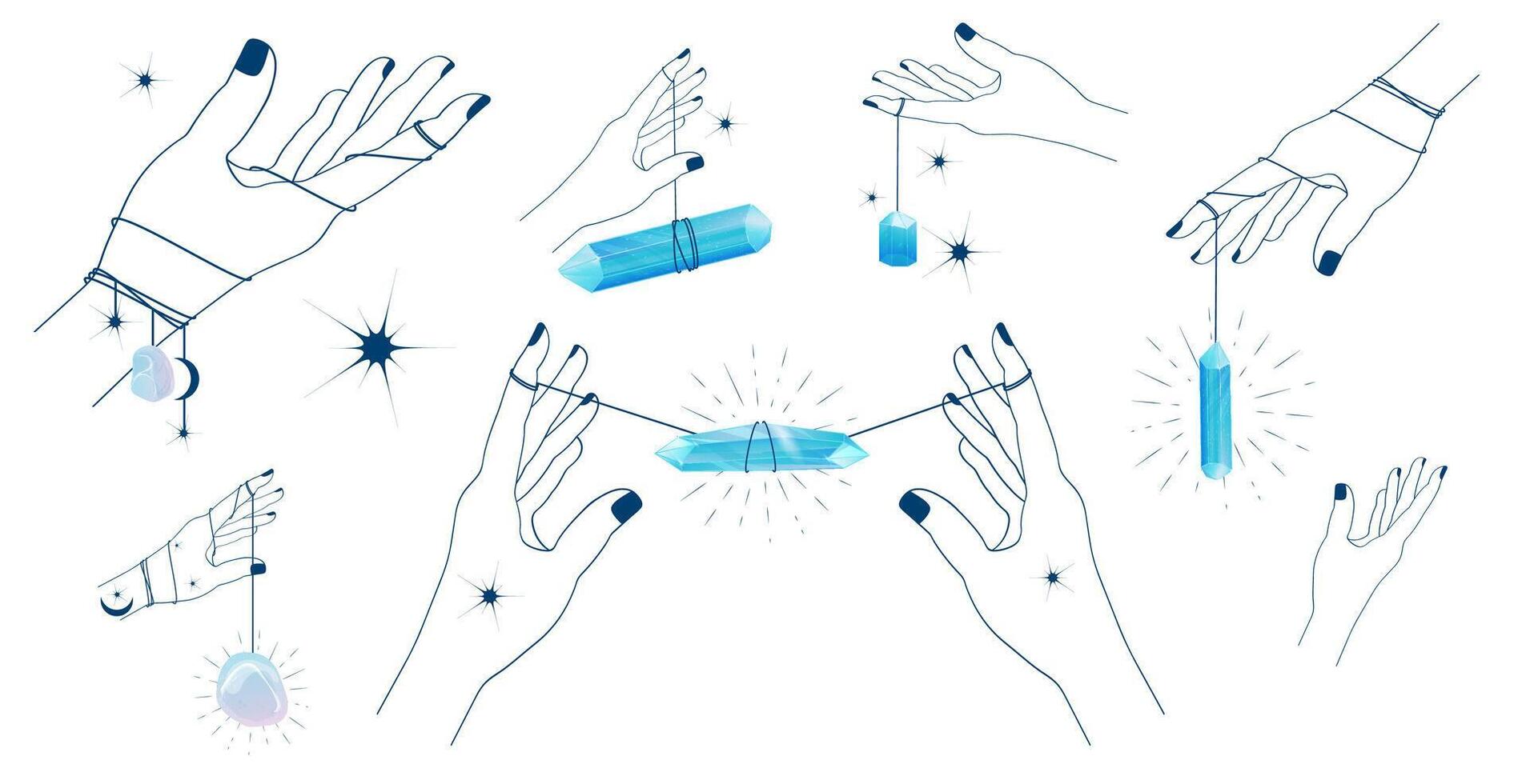 a set of hands holding various objects vector