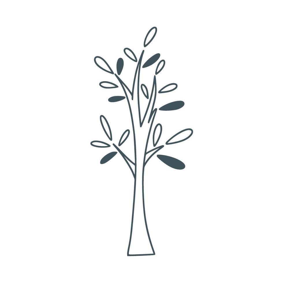 Simple tree doodle sketch style illustration vector