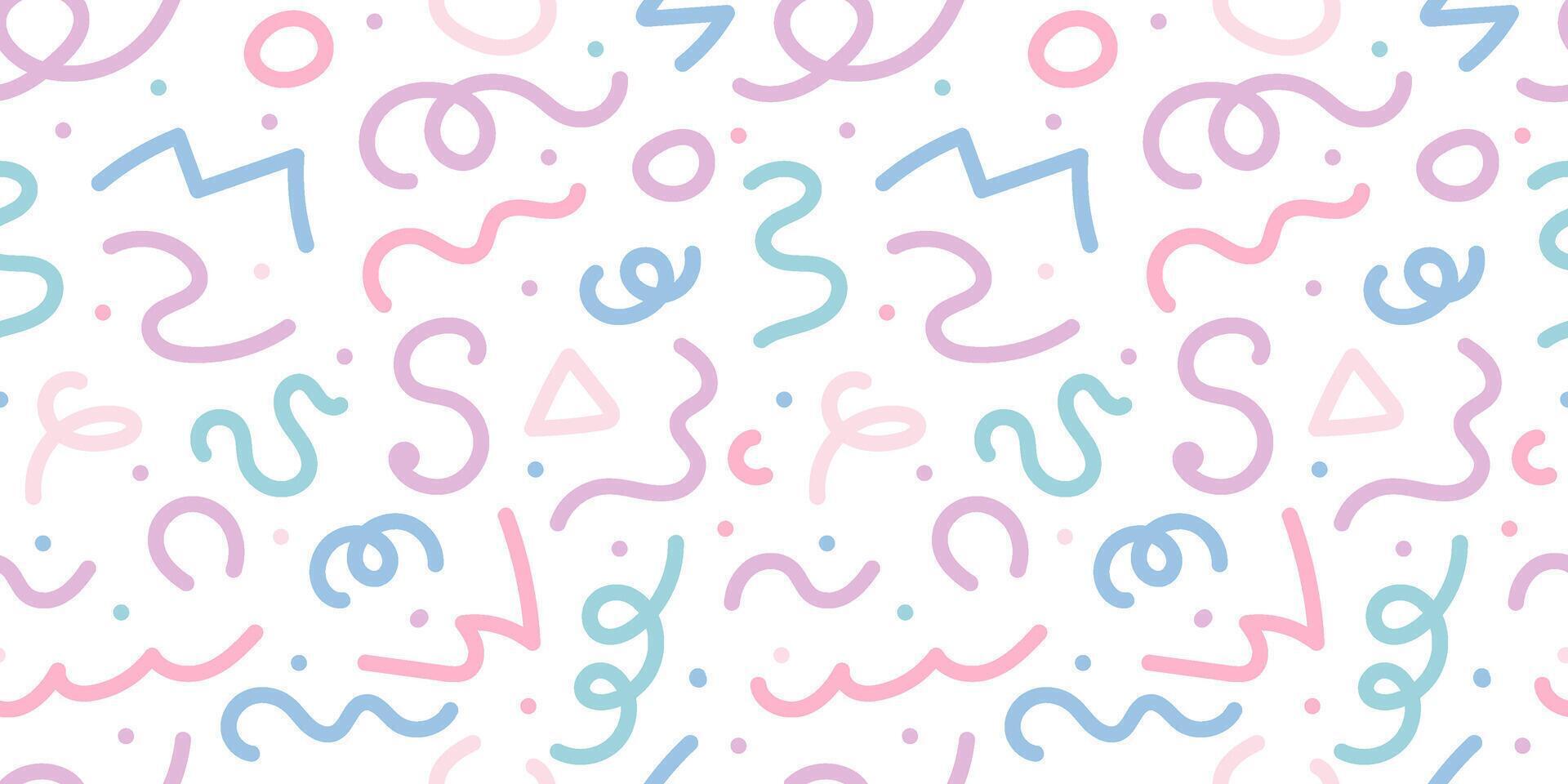 Y2k aesthetic. 90s Background Minimalistic colored childrens background in restro style. Hand-drawn lines, swirls, shapes. vector