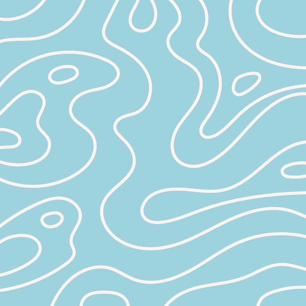 Abstract background with topographic lines in retro style on turquoise pastel shade background. Aesthetics 90s, 2000s vector