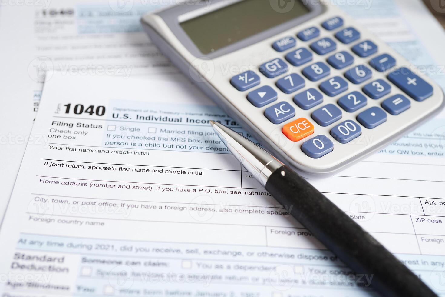 Tax form 1040 U.S. Individual Income Tax Return, business finance concept. photo