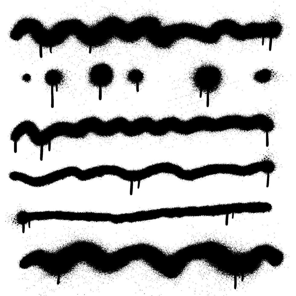 Black paint wavy brush strokes collection. Urban graffiti Dirty curved lines and wavy brushstrokes. Ink elements isolated on white background. Modern grunge brush lines vector