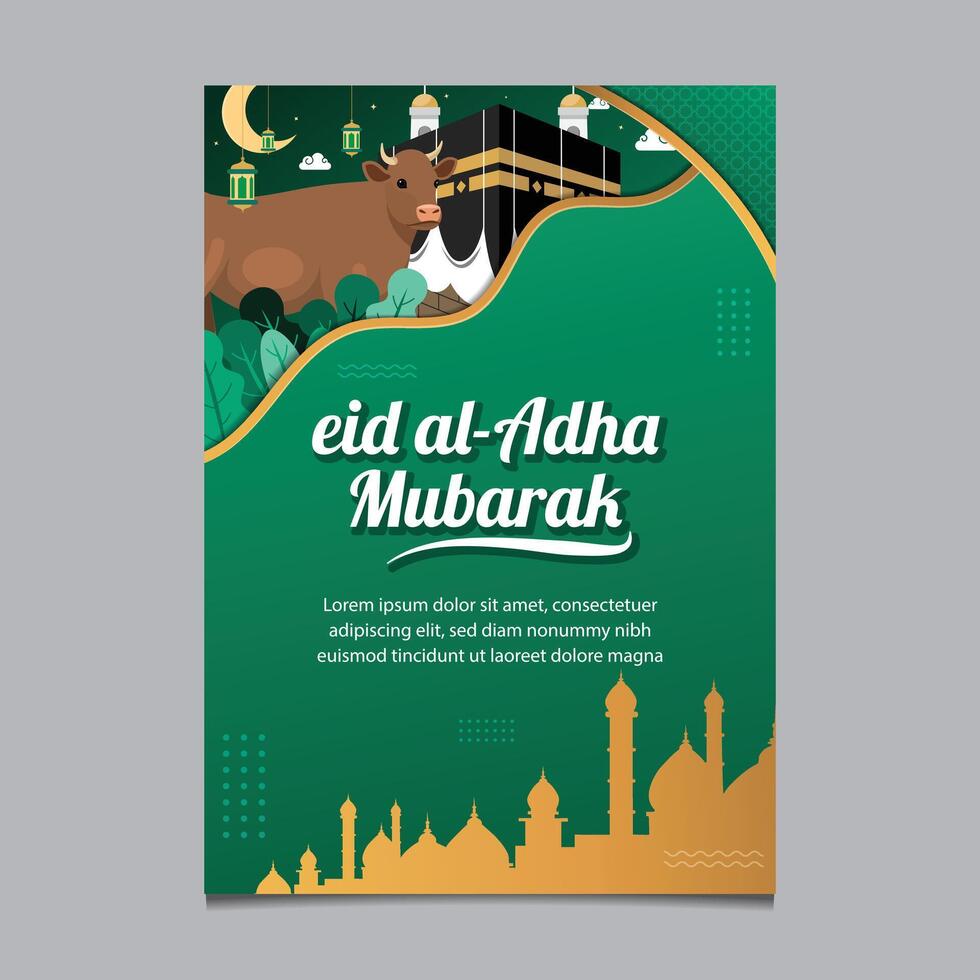 Eid Al Adha Mubarak Islamic celebration poster design template vector