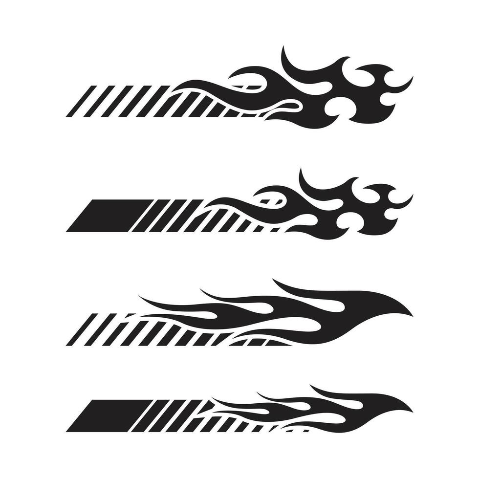 Collection of flame effect stickers for racing style vehicle wraps vector