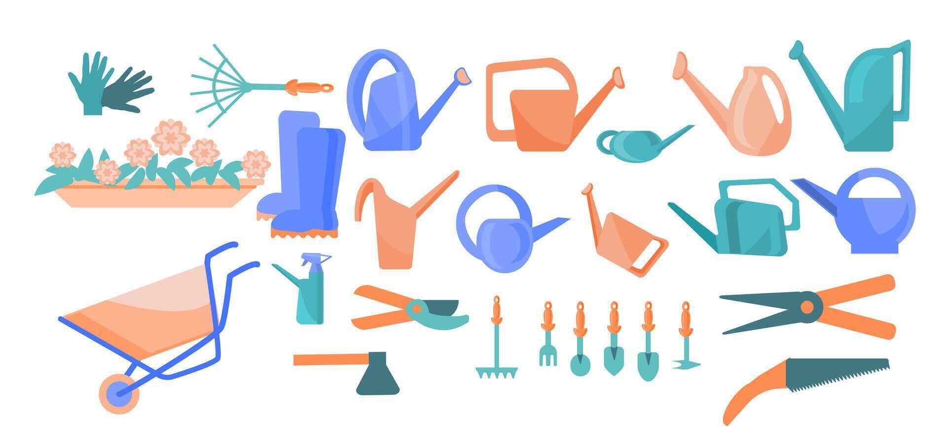 set of tools for gardening vector