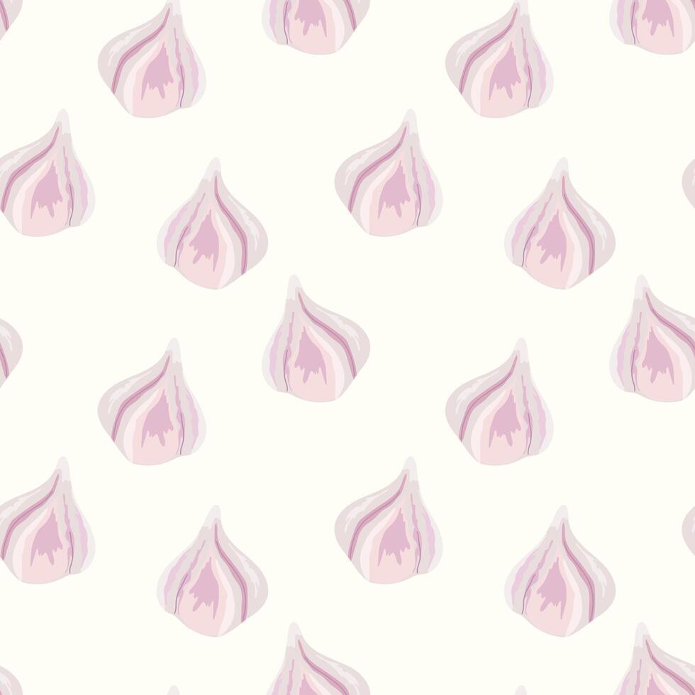 Hand-drawn pattern of garlic. Cloves of fresh garlic. For textiles, illustrations, wrapping paper, textiles, printing about natural vitamins, healthy food, immunity vector
