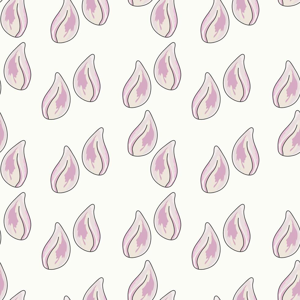 Hand-drawn pattern of garlic. Cloves of fresh garlic. For textiles, illustrations, wrapping paper, textiles, printing about natural vitamins, healthy food, immunity vector