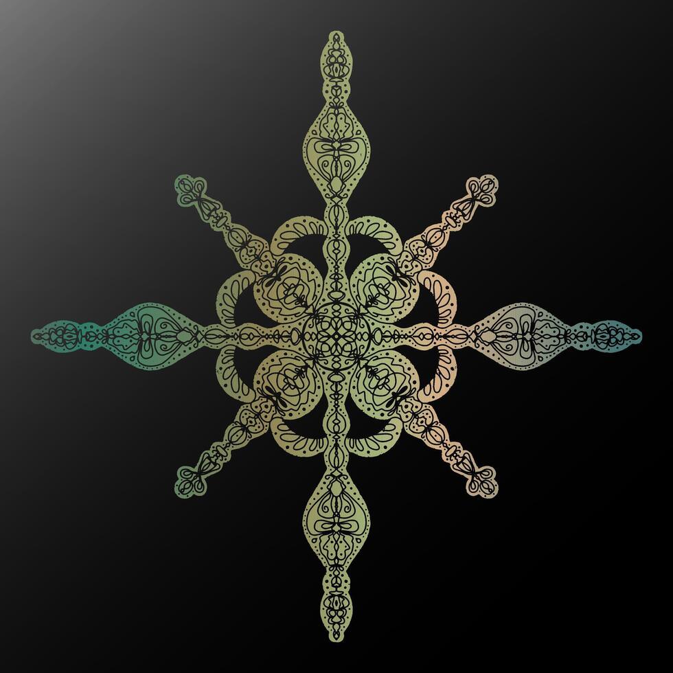 a snowflake with a pattern on a black background vector