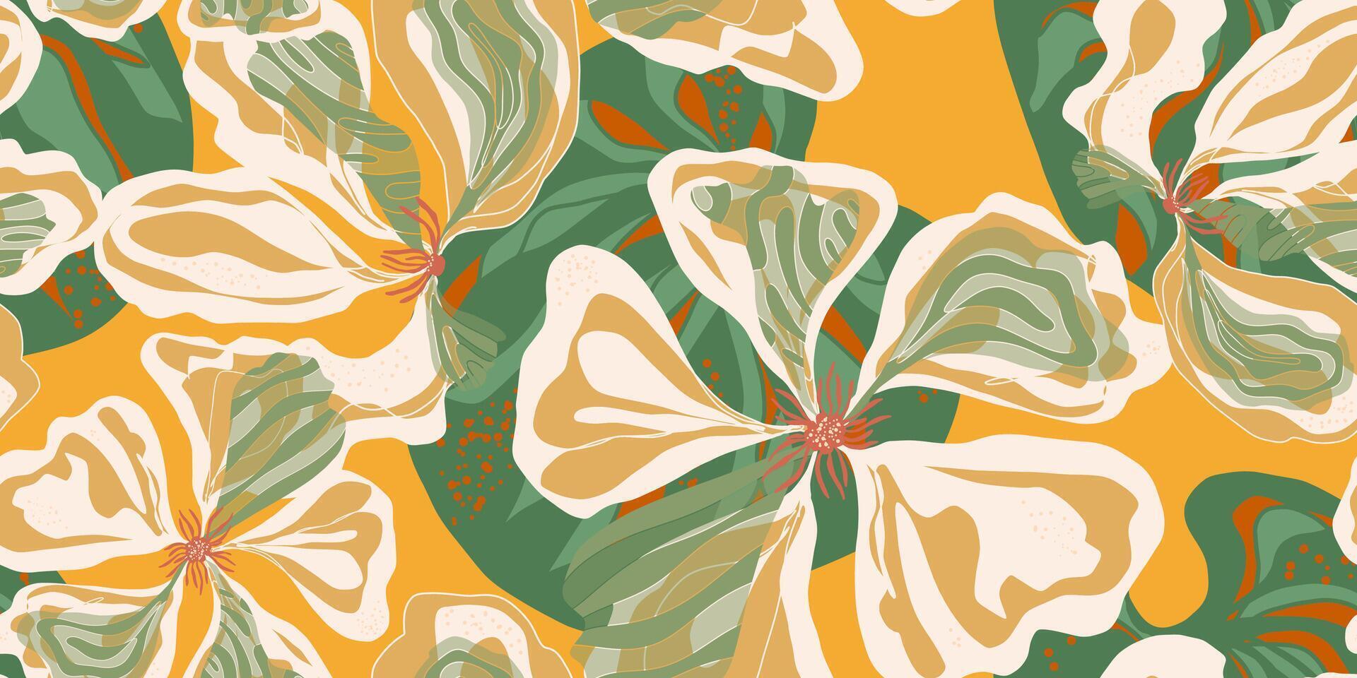 un floral modelo con verde y amarillo colores vector