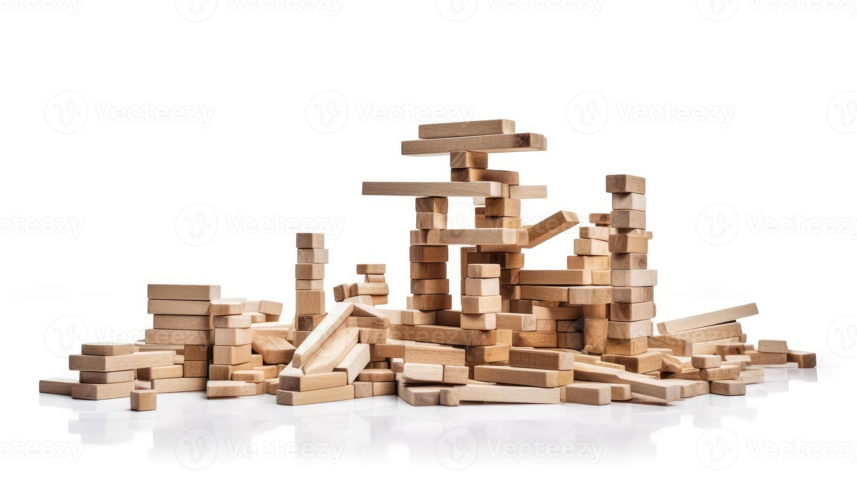 Creative Playtime with Colorful Wooden Toy Blocks on White Background Inspiring Imagination photo