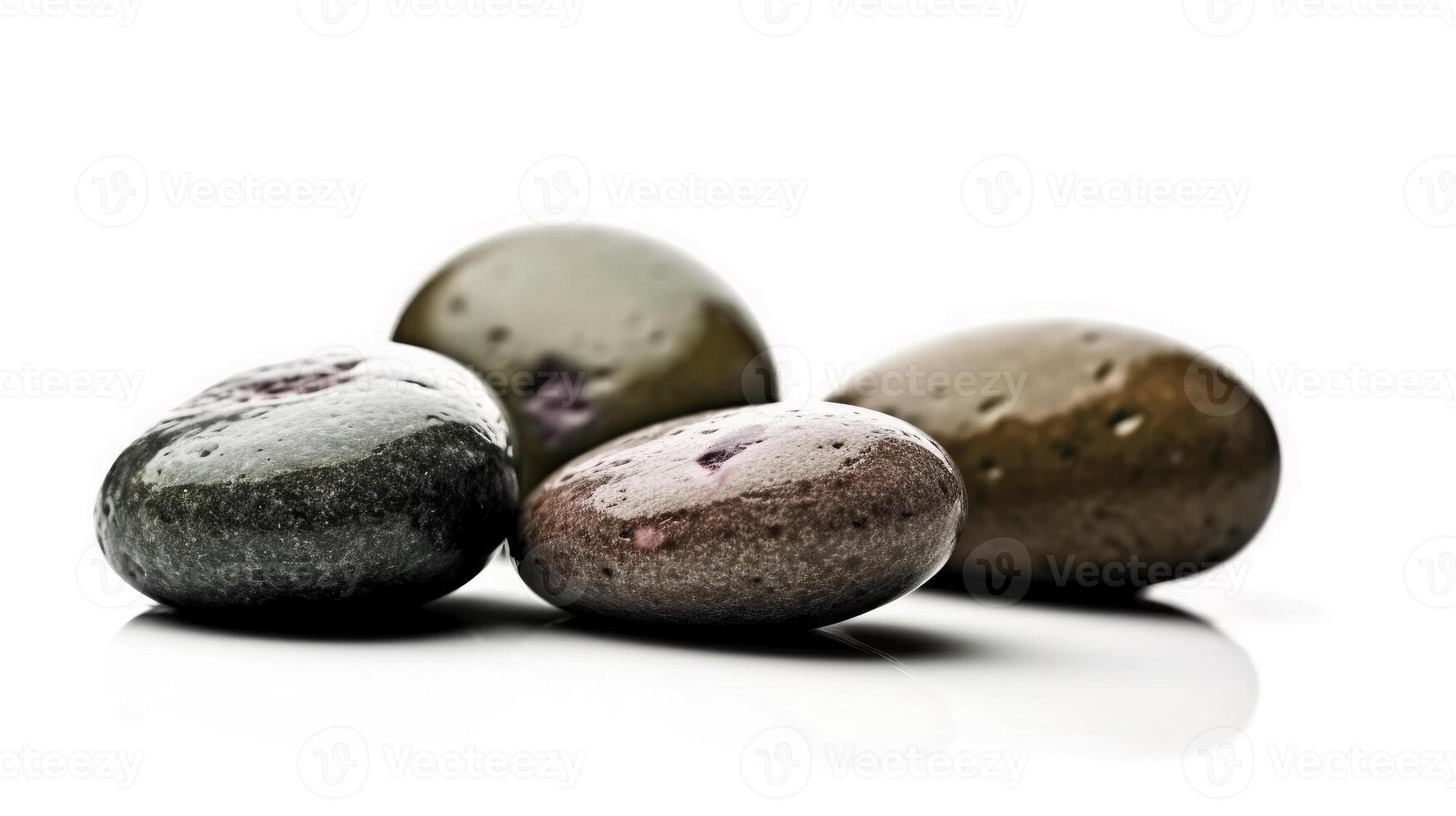 Sleek Stones on White background, Perfect for Modern Design Elements photo