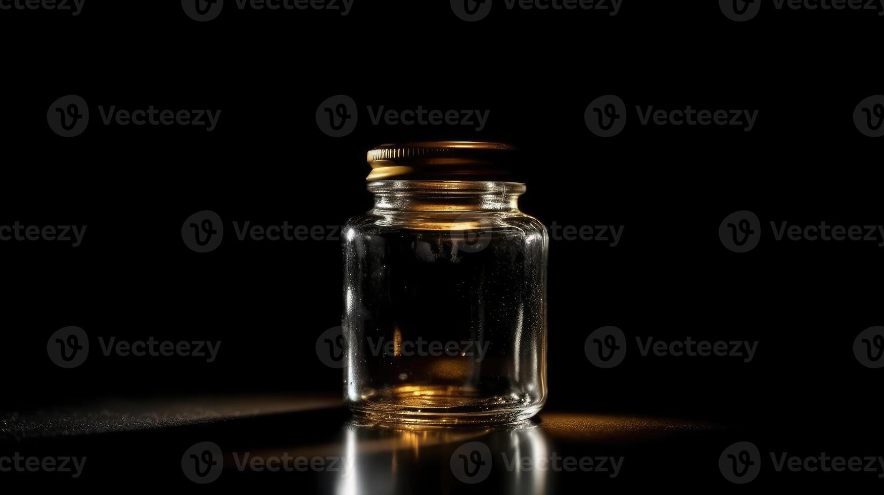Capped empty Glass Jar in Shadowy Studio Ambiance photo