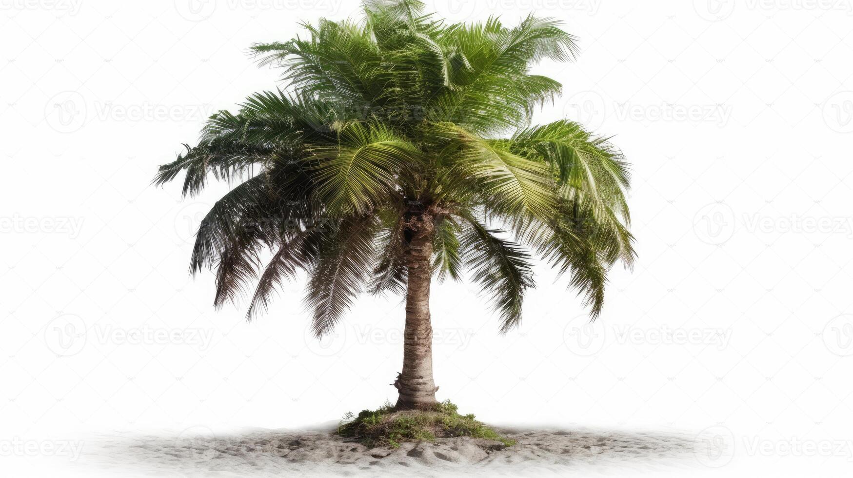Lush Green Coconut Tree Isolated on Pristine White Background photo