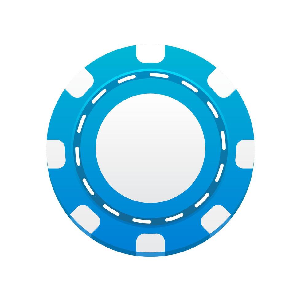 Blue Poker Chip Realistic Icon Isolated Illustration vector