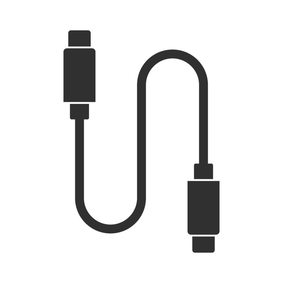 USB Data Charging Cable Glyph Icon vector