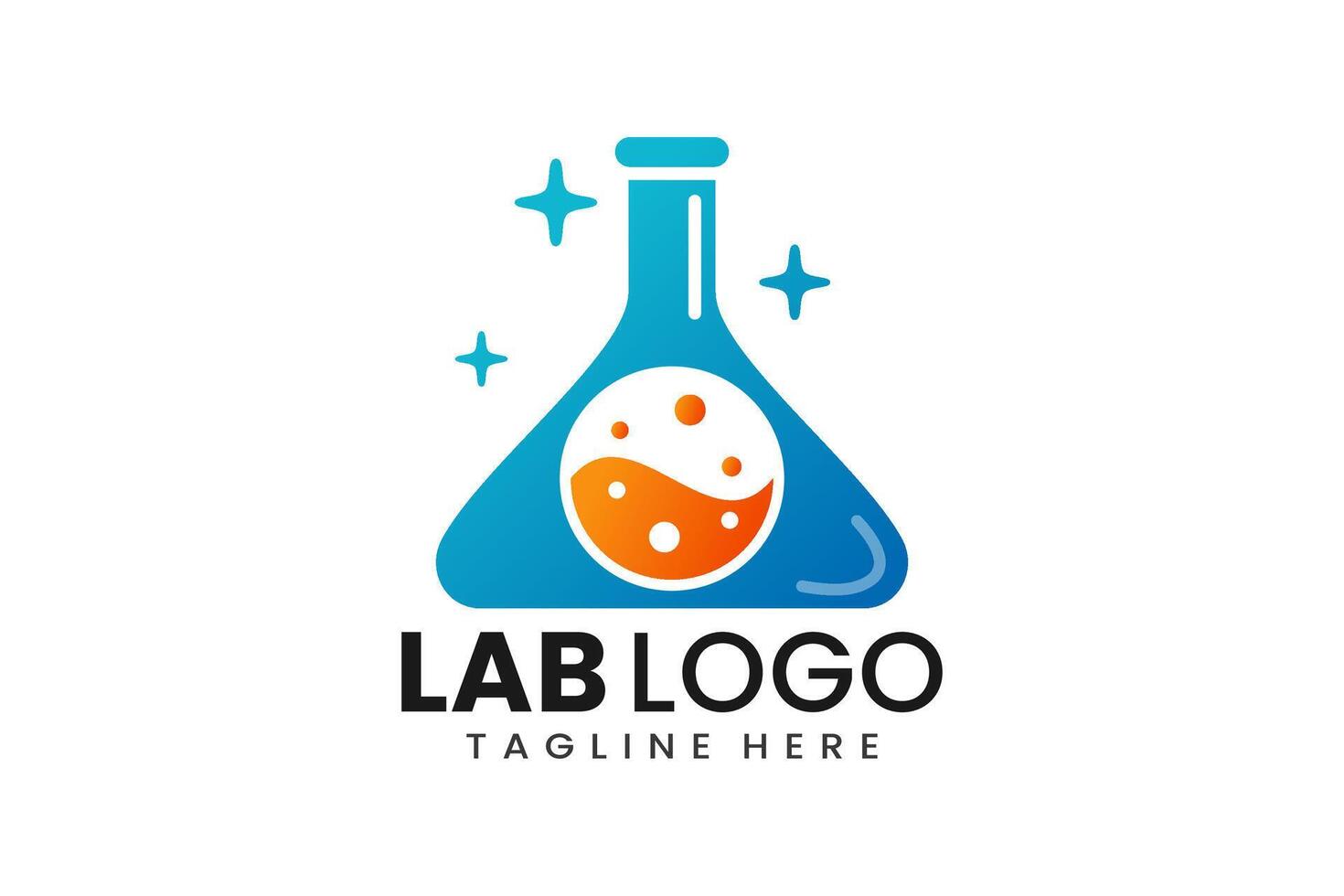 Flat modern simple orange liquid laboratory logo template icon symbol design illustration vector