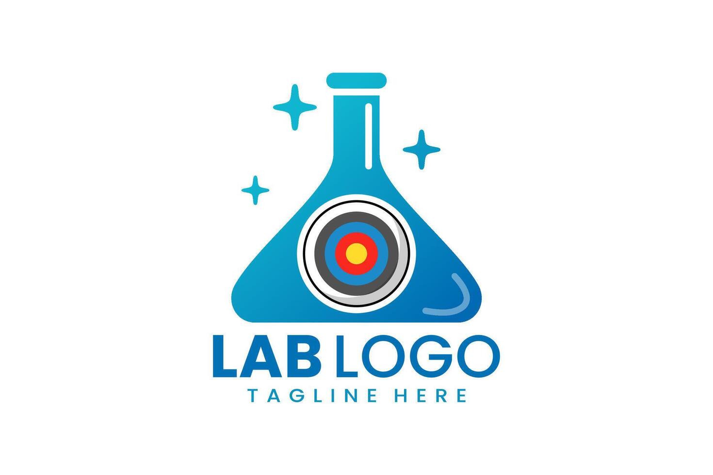 plano moderno sencillo tiro al arco objetivo laboratorio logo modelo icono símbolo diseño ilustración vector