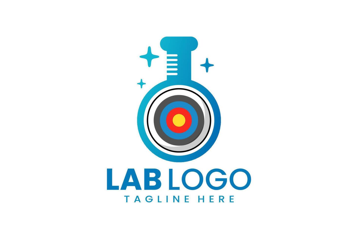 plano moderno sencillo tiro al arco objetivo laboratorio logo modelo icono símbolo diseño ilustración vector