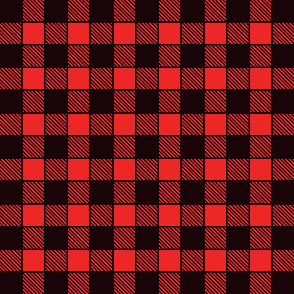 Buffalo Check Geometric Fabric Red Black Color Pattern Background vector