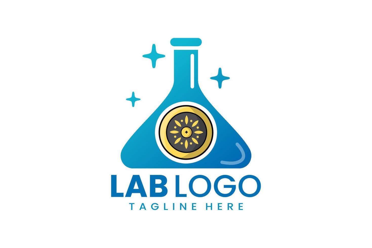 plano moderno sencillo proteger laboratorio logo modelo icono símbolo diseño ilustración vector