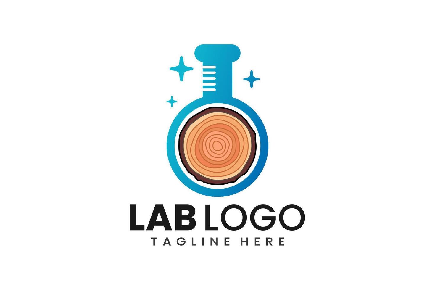 Flat modern simple wooden trunk laboratory logo template icon symbol design illustration vector