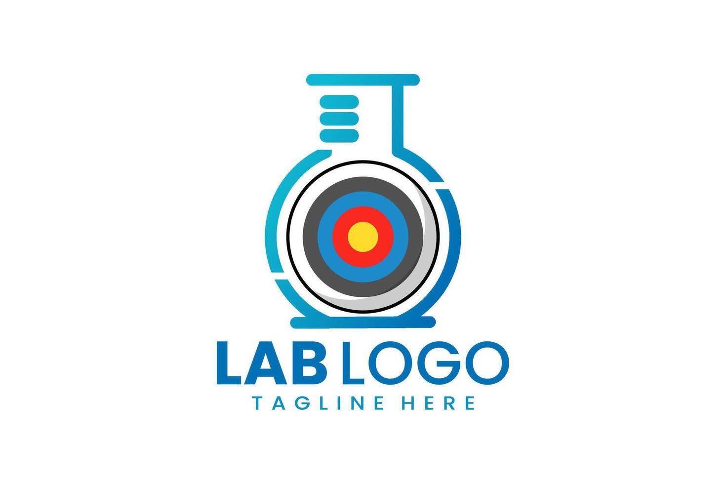 plano moderno sencillo tiro al arco objetivo laboratorio logo modelo icono símbolo diseño ilustración vector