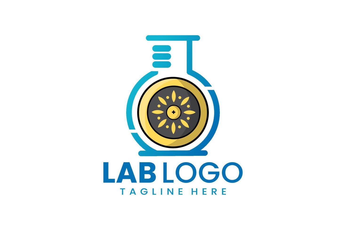 plano moderno sencillo proteger laboratorio logo modelo icono símbolo diseño ilustración vector