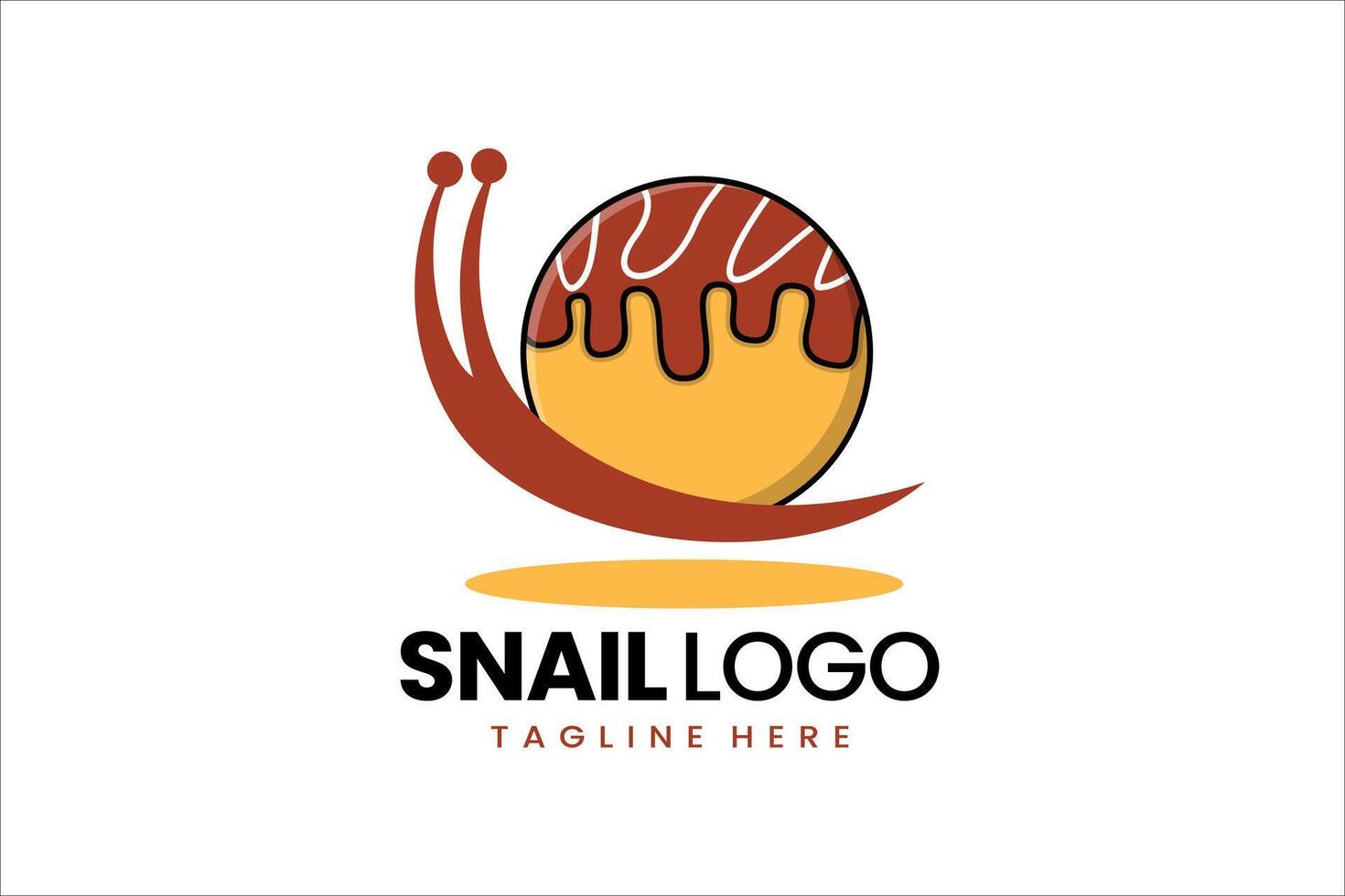 plano moderno sencillo takoyaki caracol logo modelo icono símbolo diseño ilustración vector