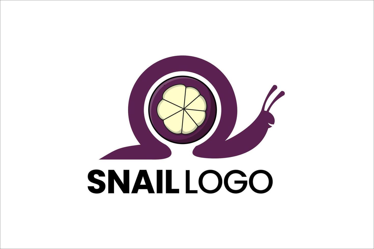 plano moderno sencillo mangostán caracol logo modelo icono símbolo diseño ilustración vector