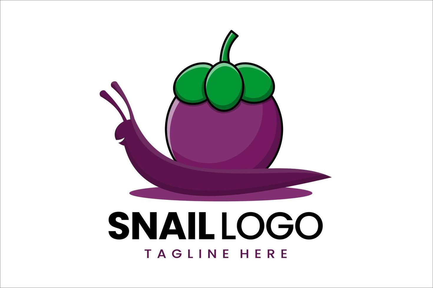 plano moderno sencillo mangostán caracol logo modelo icono símbolo diseño ilustración vector