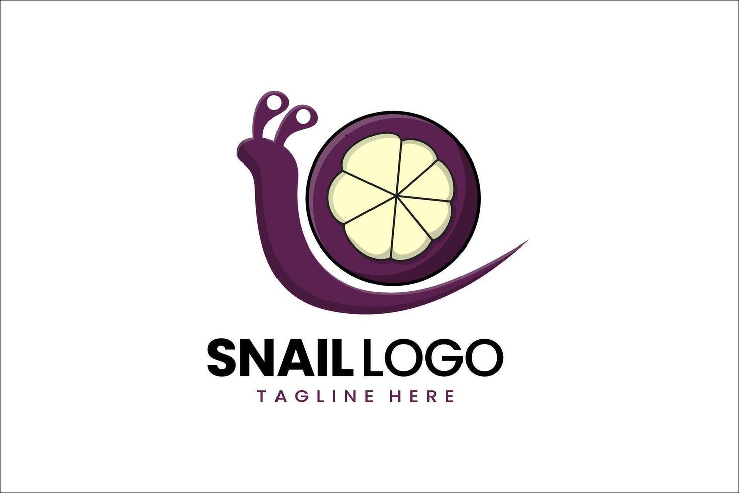 plano moderno sencillo mangostán caracol logo modelo icono símbolo diseño ilustración vector