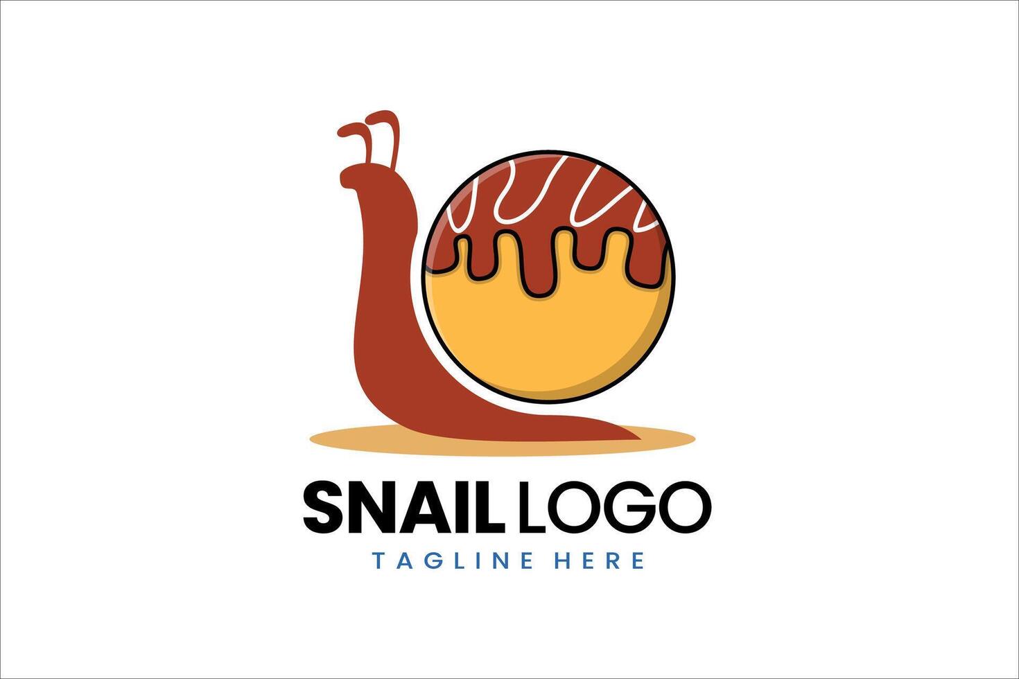 plano moderno sencillo takoyaki caracol logo modelo icono símbolo diseño ilustración vector